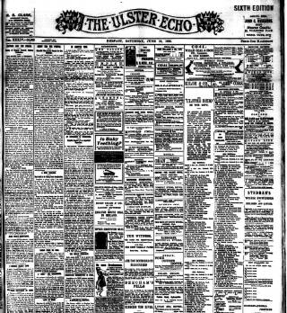 cover page of Ulster Echo published on June 13, 1908