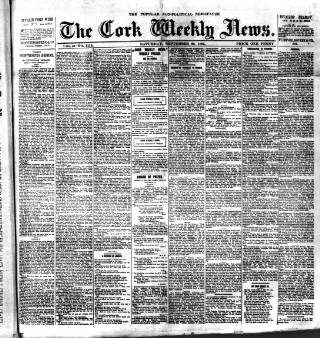 cover page of Cork Weekly News published on September 28, 1895