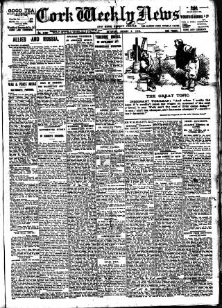 cover page of Cork Weekly News published on August 2, 1919