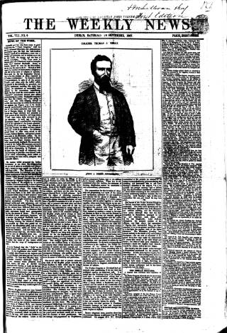 cover page of Dublin Weekly News published on September 28, 1867