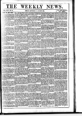 cover page of Dublin Weekly News published on August 2, 1884