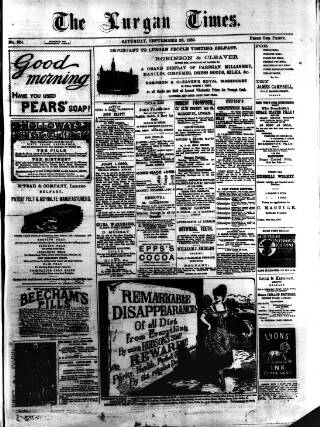 cover page of Lurgan Times published on September 28, 1889