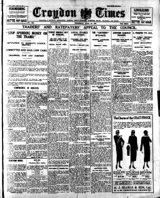 cover page of Croydon Times published on April 1, 1925