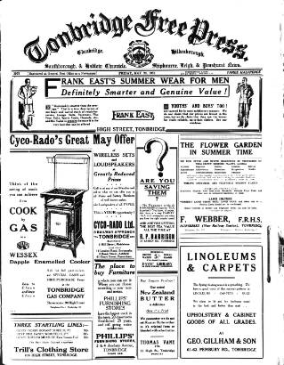 cover page of Tonbridge Free Press published on May 22, 1931