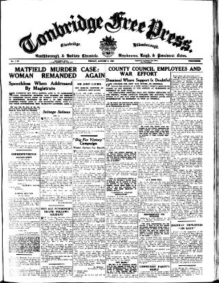 cover page of Tonbridge Free Press published on August 2, 1940
