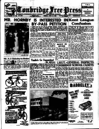 cover page of Tonbridge Free Press published on June 13, 1958