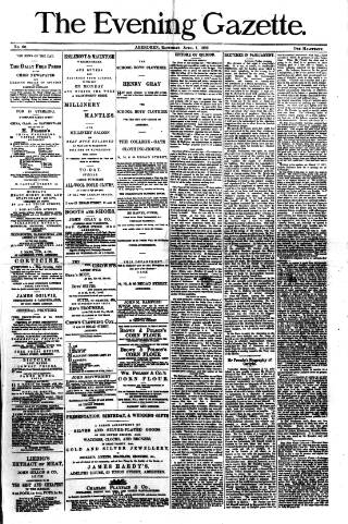 cover page of Evening Gazette (Aberdeen) published on April 1, 1882