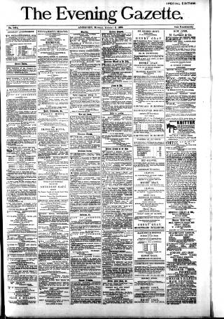 cover page of Evening Gazette (Aberdeen) published on August 2, 1886