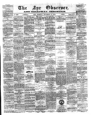 cover page of Ayr Observer published on November 2, 1875