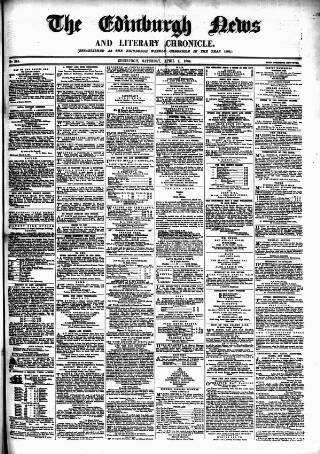 cover page of Edinburgh News and Literary Chronicle published on April 1, 1854