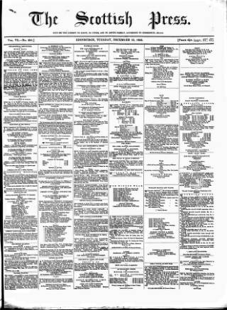 cover page of Scottish Press published on December 13, 1853