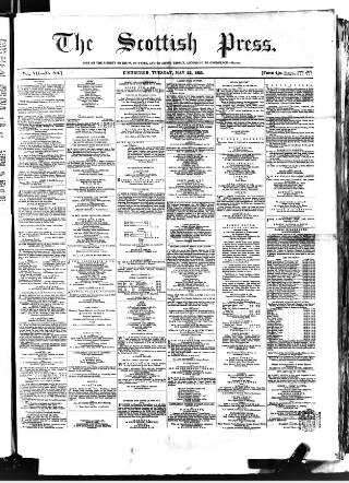 cover page of Scottish Press published on May 22, 1855