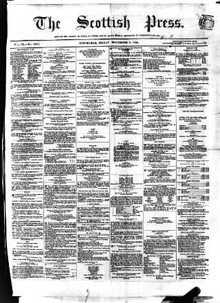 cover page of Scottish Press published on November 2, 1855