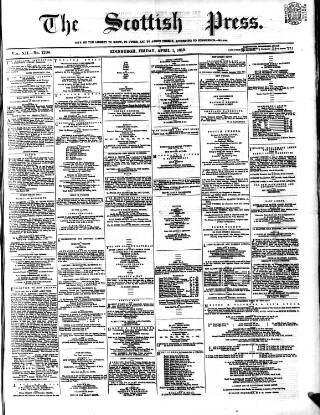 cover page of Scottish Press published on April 1, 1859