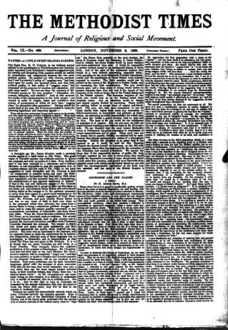 cover page of Methodist Times published on November 2, 1893