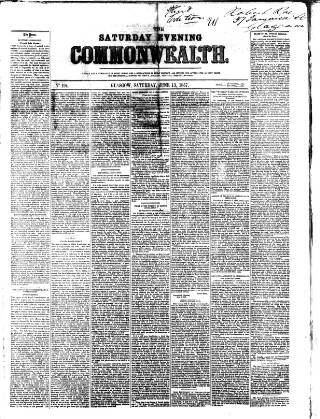 cover page of Commonwealth (Glasgow) published on June 13, 1857