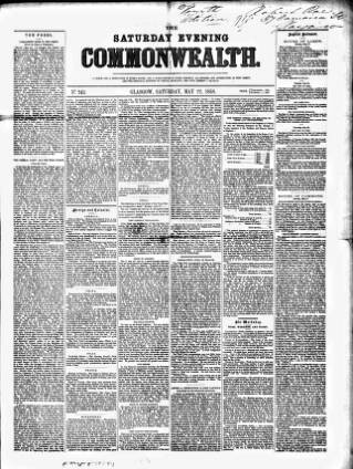 cover page of Commonwealth (Glasgow) published on May 22, 1858