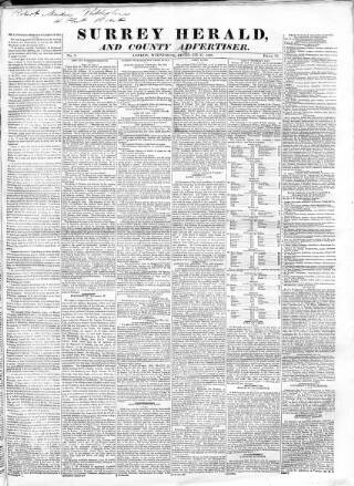 cover page of Surrey Herald and County Advertiser published on December 27, 1826
