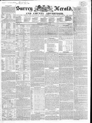 cover page of Surrey Herald and County Advertiser published on June 13, 1827