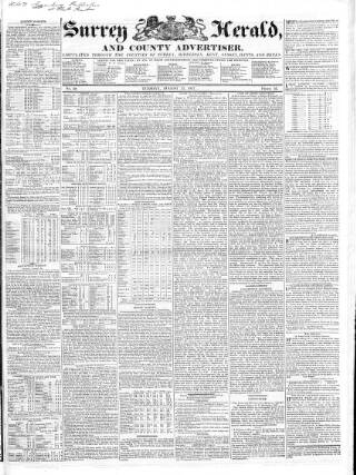 cover page of Surrey Herald and County Advertiser published on August 21, 1827