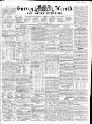 cover page of Surrey Herald and County Advertiser published on November 13, 1827