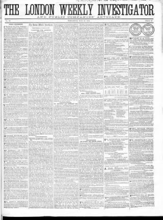 cover page of London Weekly Investigator published on June 18, 1856