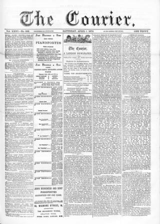 cover page of Courier and West-End Advertiser published on April 1, 1876