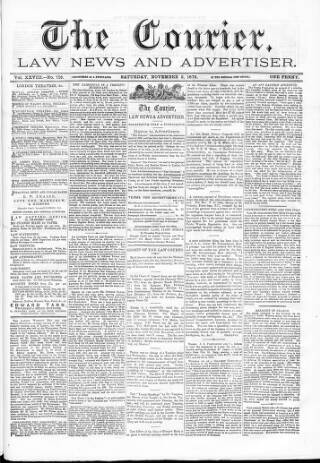 cover page of Courier and West-End Advertiser published on November 2, 1878