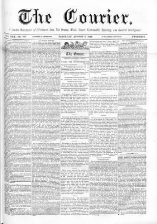 cover page of Courier and West-End Advertiser published on August 2, 1879
