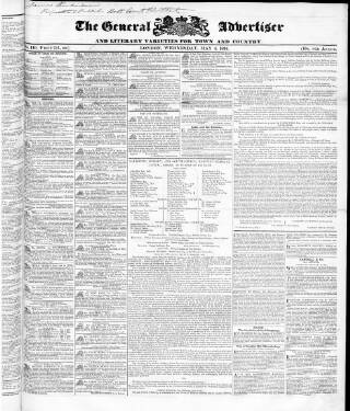 cover page of Town and Country Advertiser published on May 4, 1836