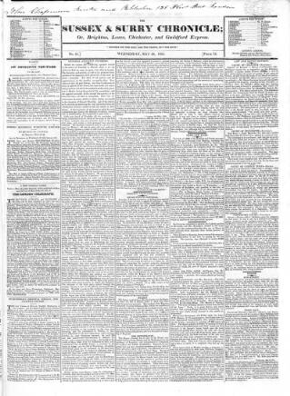 cover page of Sussex & Surrey Chronicle published on May 26, 1824