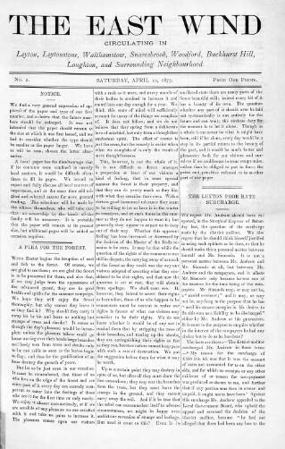 cover page of East Wind published on April 10, 1875