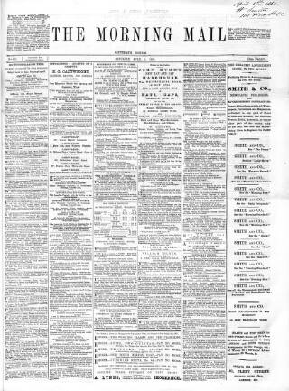 cover page of Morning Mail (London) published on April 1, 1865