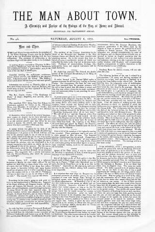 cover page of Man about Town published on August 6, 1870