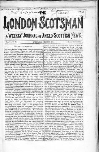 cover page of London Scotsman published on June 13, 1868