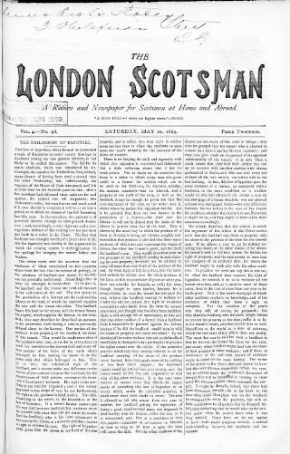 cover page of London Scotsman published on May 22, 1869