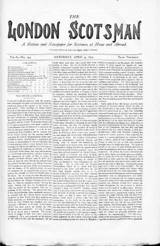 cover page of London Scotsman published on April 9, 1870