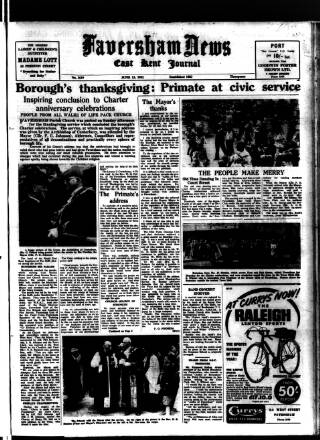 cover page of Faversham News published on June 13, 1952
