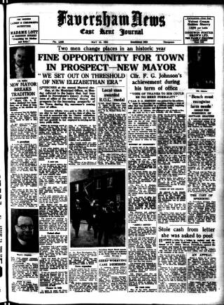 cover page of Faversham News published on May 22, 1953