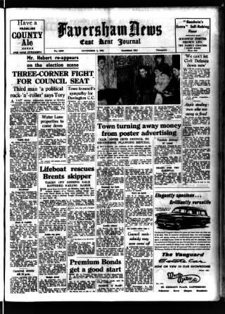 cover page of Faversham News published on November 2, 1956