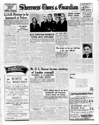 cover page of Sheerness Times Guardian published on May 22, 1953