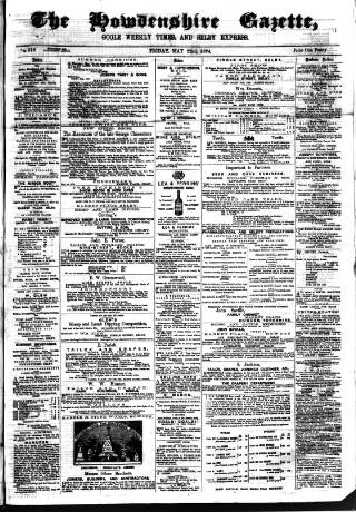 cover page of Howdenshire Gazette published on May 22, 1874