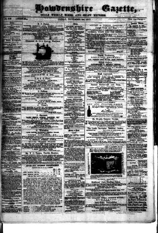 cover page of Howdenshire Gazette published on November 2, 1877