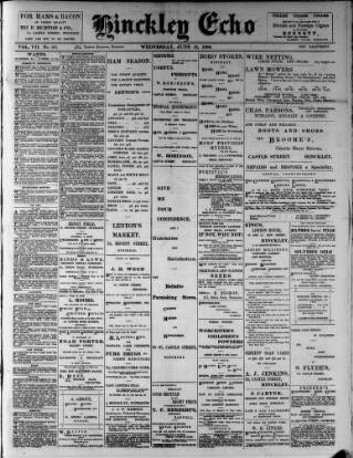 cover page of Hinckley Echo published on June 13, 1900