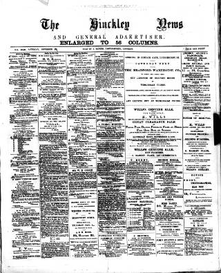 cover page of Hinckley News published on November 2, 1889
