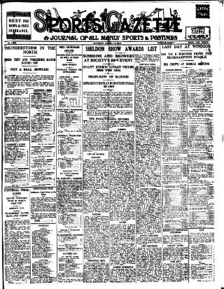 cover page of Sports Gazette (Middlesbrough) published on August 15, 1931