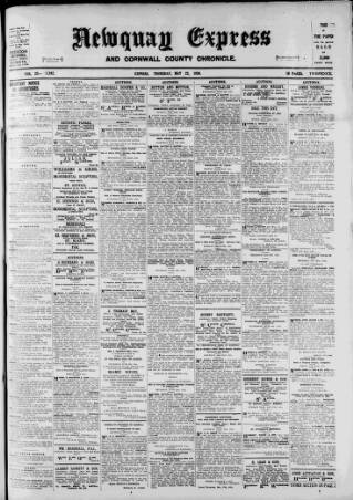 cover page of Newquay Express and Cornwall County Chronicle published on May 22, 1930