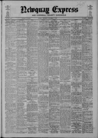 cover page of Newquay Express and Cornwall County Chronicle published on November 2, 1944