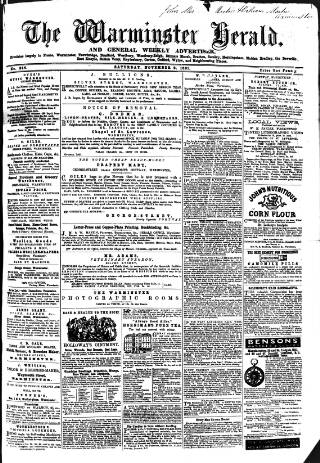 cover page of Warminster Herald published on November 2, 1861