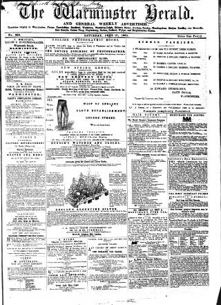 cover page of Warminster Herald published on June 13, 1863
